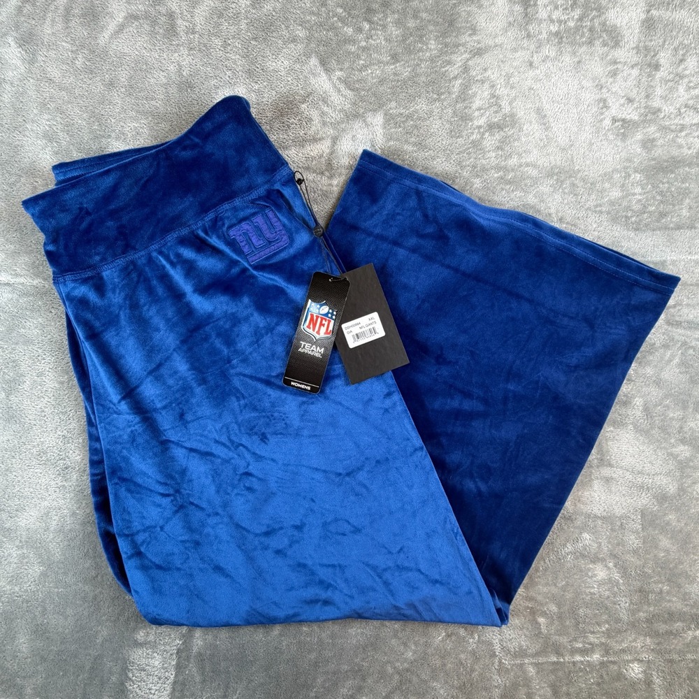 NFL‎ NY Giants Velour Wide Leg Lounge Pants Womens XXL NWT Blue DKNY Sport